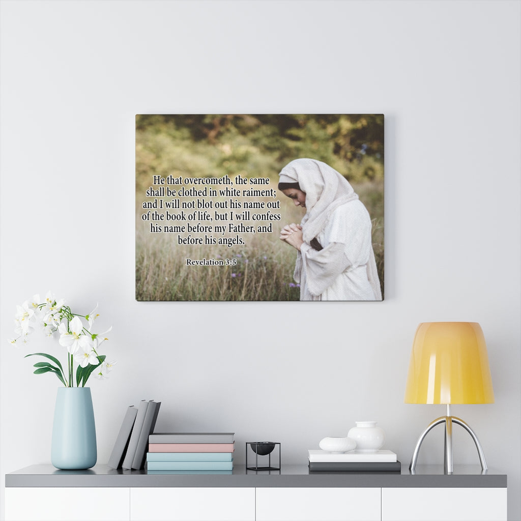 Scripture Walls He That Overcometh Revelation 3:5 Christian Home Decor Bible Art Unframed-Express Your Love Gifts