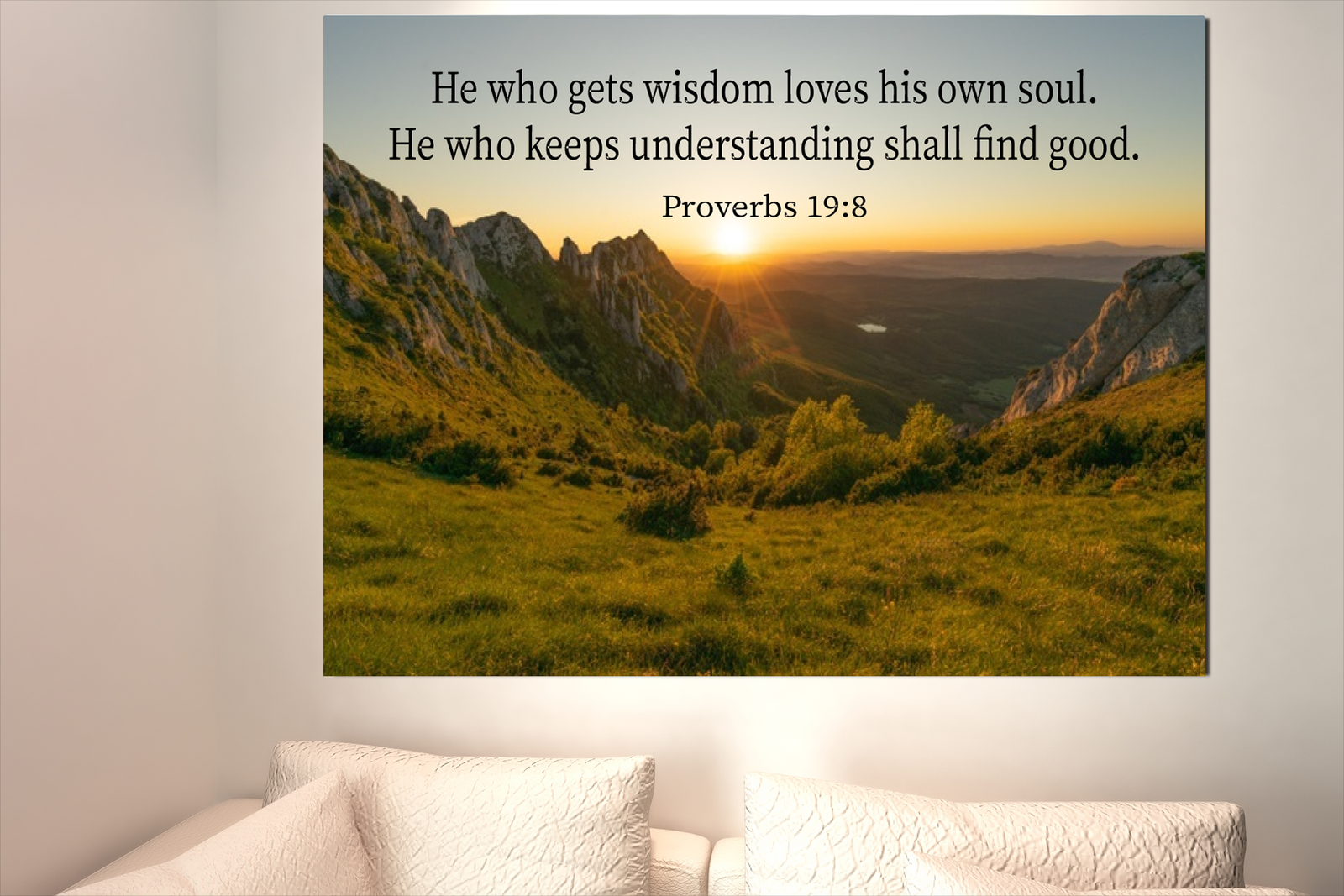 Scripture Walls He Who Gets Wisdom Proverbs 19:8 Bible Verse Canvas Christian Wall Art Ready to Hang Unframed-Express Your Love Gifts
