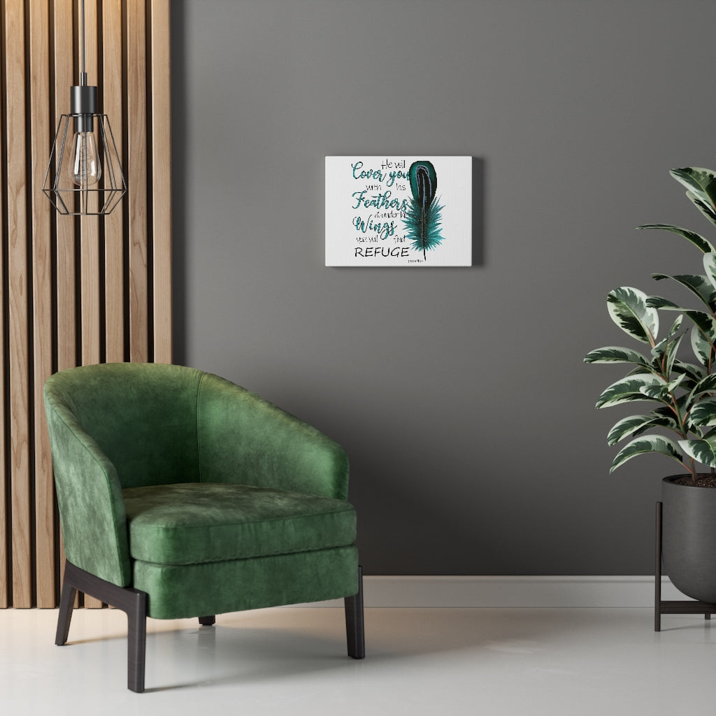 Scripture Walls He Will Cover You Psalm 91:4 Bible Verse Canvas Christian Wall Art Ready to Hang Unframed-Express Your Love Gifts