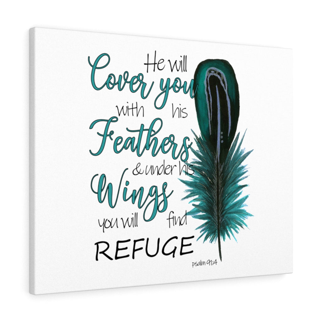 Scripture Walls He Will Cover You Psalm 91:4 Bible Verse Canvas Christian Wall Art Ready to Hang Unframed-Express Your Love Gifts