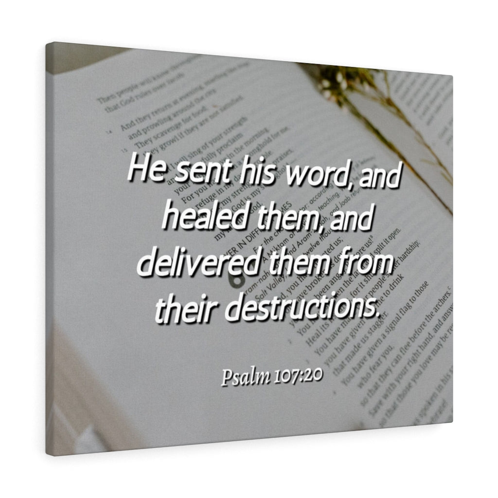 Scripture Walls Healed Them Psalm 107:20 Bible Verse Canvas Christian Wall Art Ready to Hang Unframed-Express Your Love Gifts