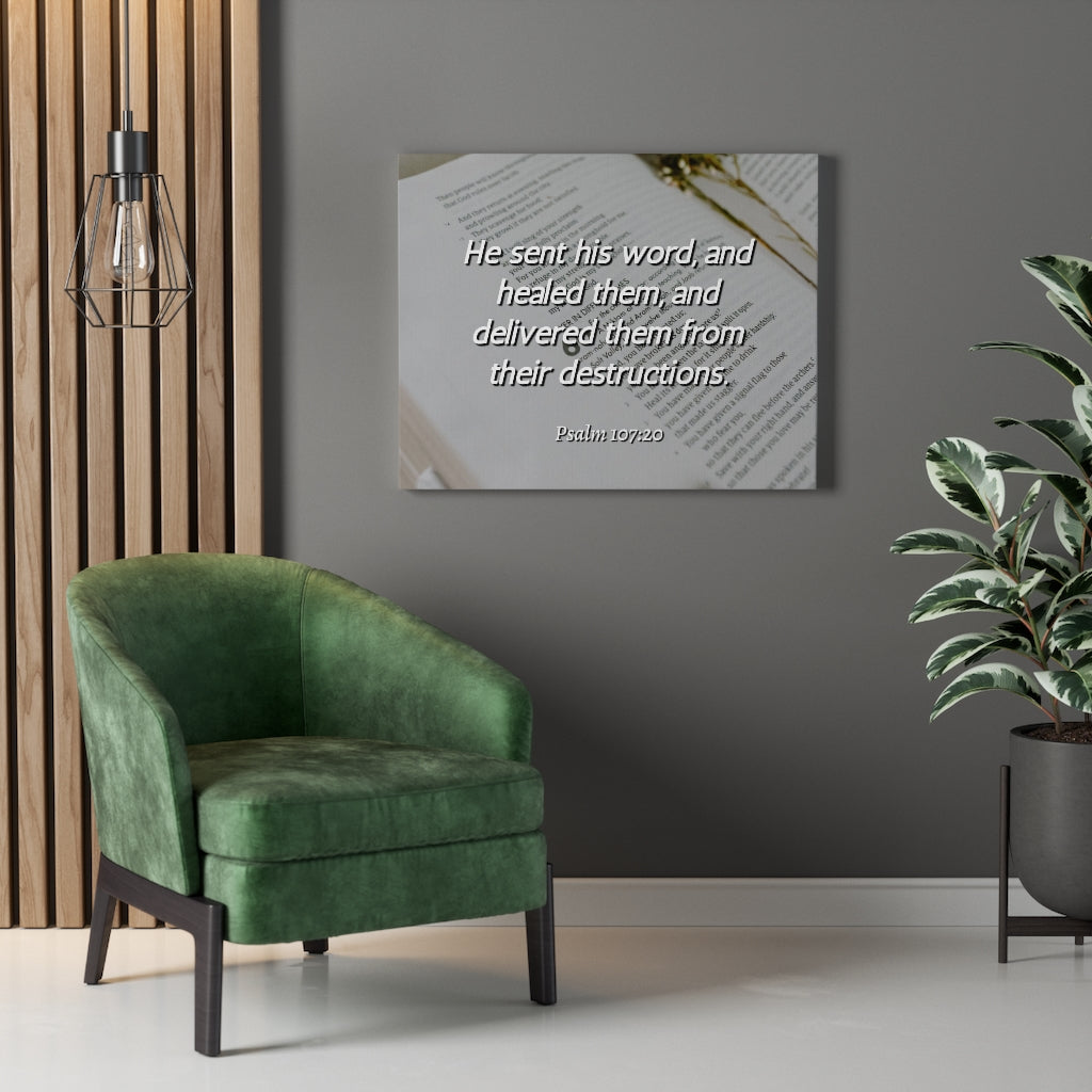 Scripture Walls Healed Them Psalm 107:20 Bible Verse Canvas Christian Wall Art Ready to Hang Unframed-Express Your Love Gifts