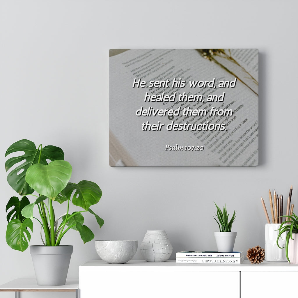 Scripture Walls Healed Them Psalm 107:20 Bible Verse Canvas Christian Wall Art Ready to Hang Unframed-Express Your Love Gifts