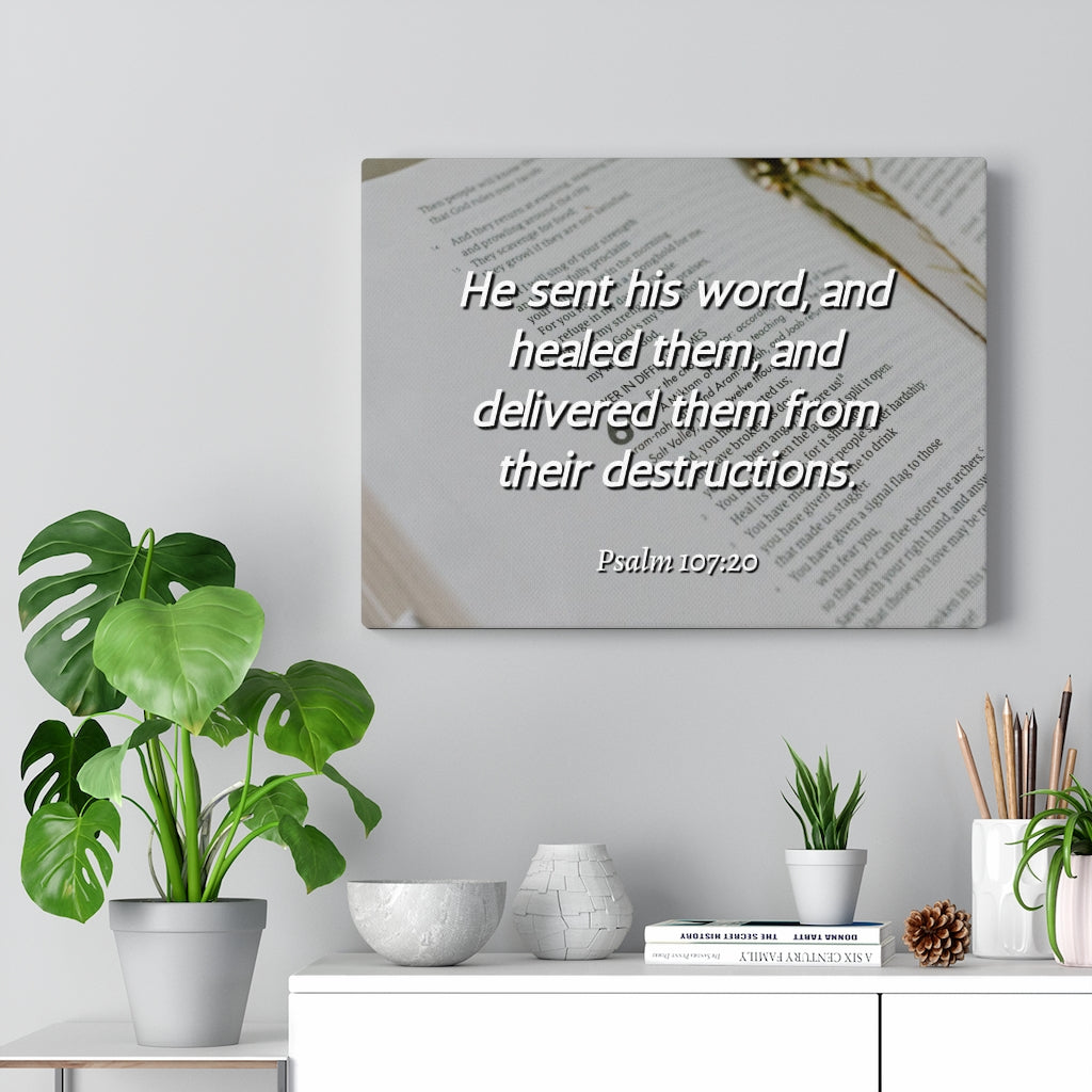 Scripture Walls Healed Them Psalm 107:20 Bible Verse Canvas Christian Wall Art Ready to Hang Unframed-Express Your Love Gifts