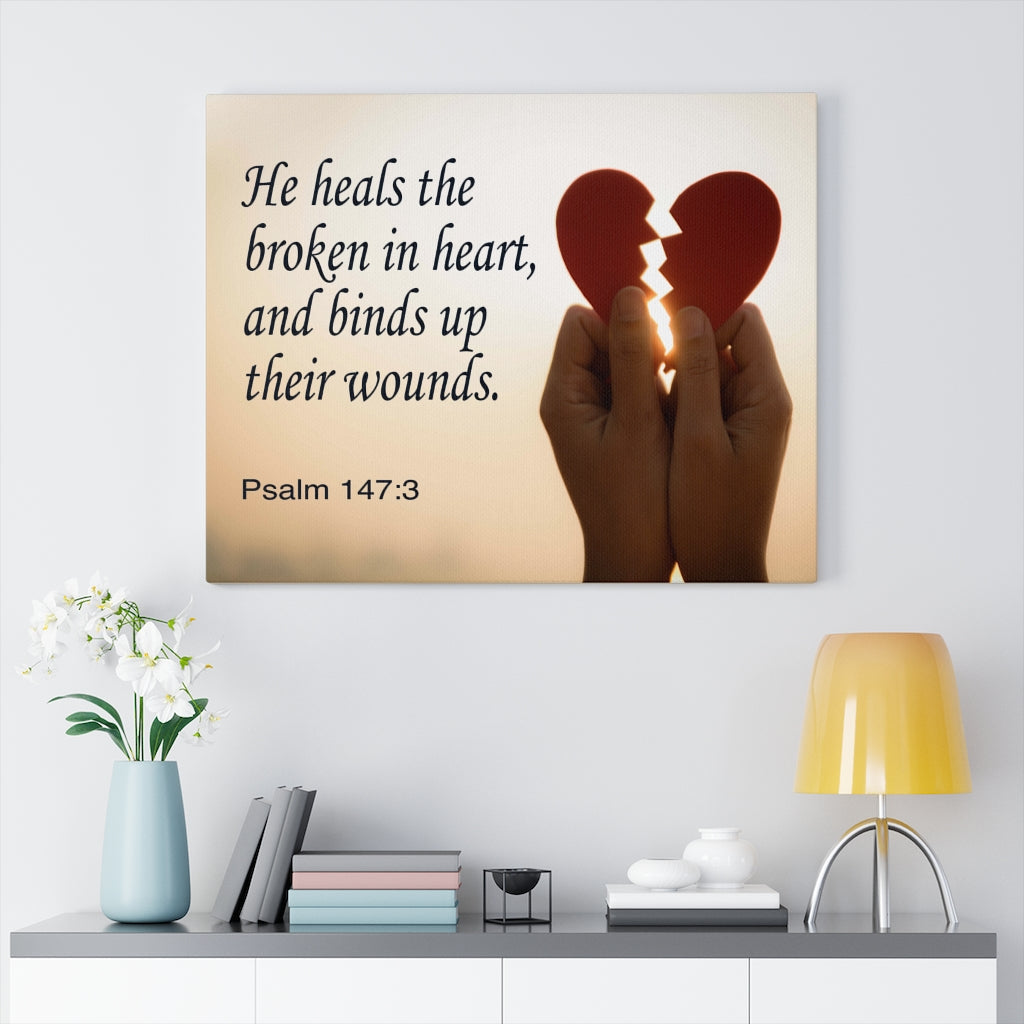 Scripture Walls Heals the Broken Psalm 147:3 Bible Verse Canvas Christian Wall Art Ready to Hang Unframed-Express Your Love Gifts