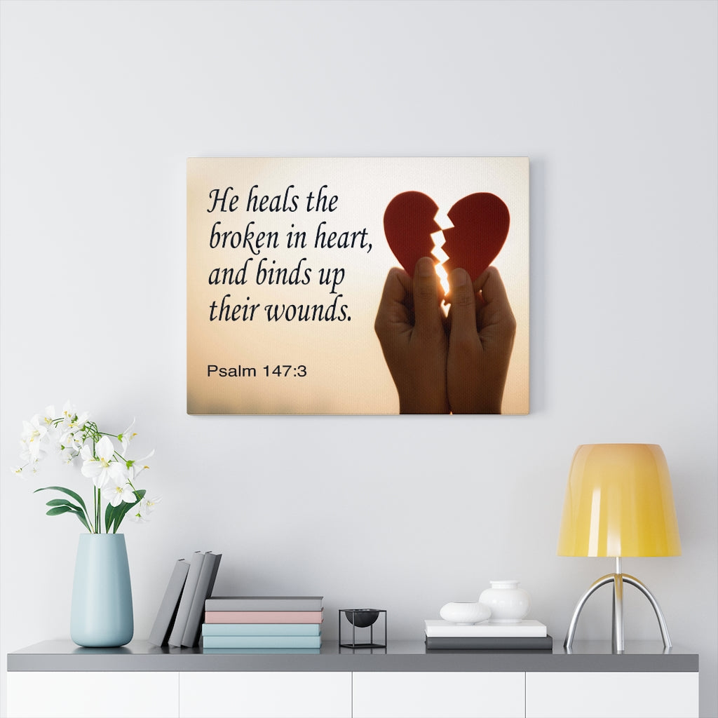 Scripture Walls Heals the Broken Psalm 147:3 Bible Verse Canvas Christian Wall Art Ready to Hang Unframed-Express Your Love Gifts