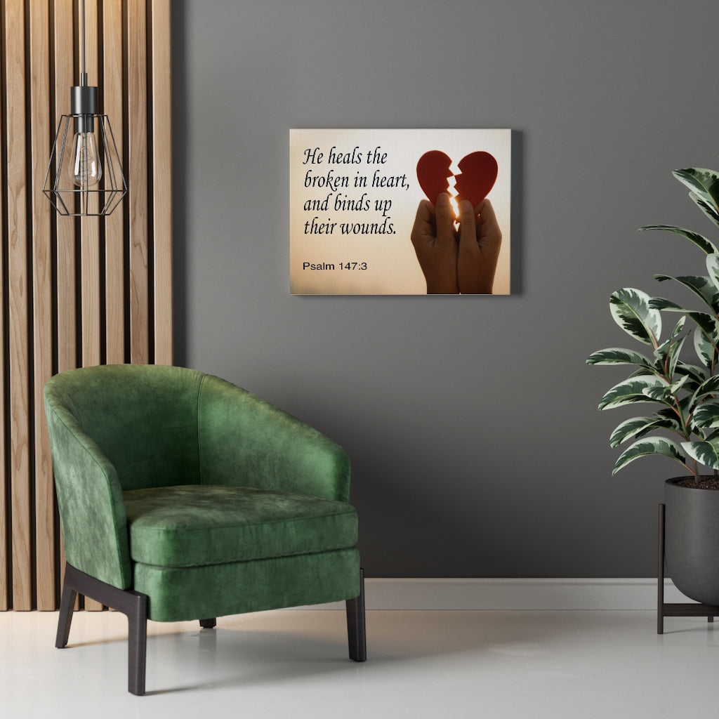 Scripture Walls Heals the Broken Psalm 147:3 Bible Verse Canvas Christian Wall Art Ready to Hang Unframed-Express Your Love Gifts