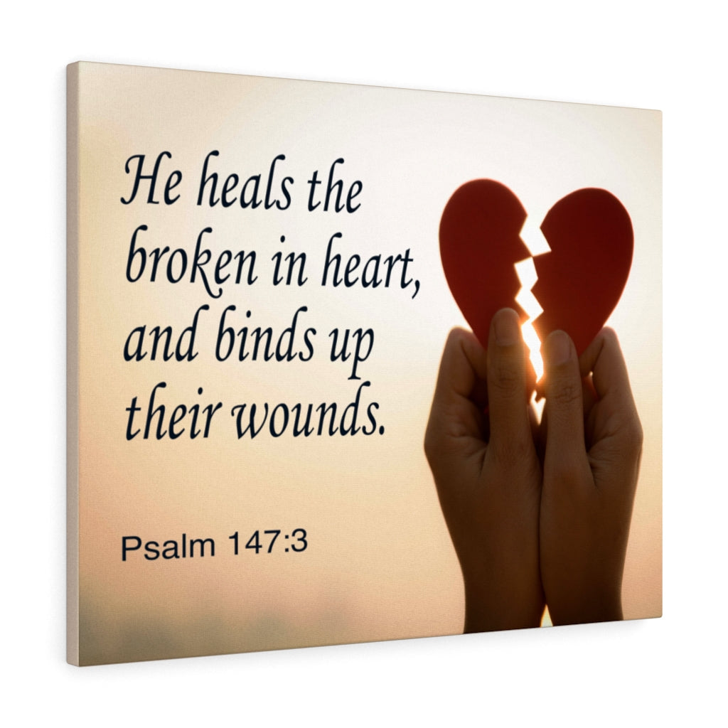 Scripture Walls Heals the Broken Psalm 147:3 Bible Verse Canvas Christian Wall Art Ready to Hang Unframed-Express Your Love Gifts