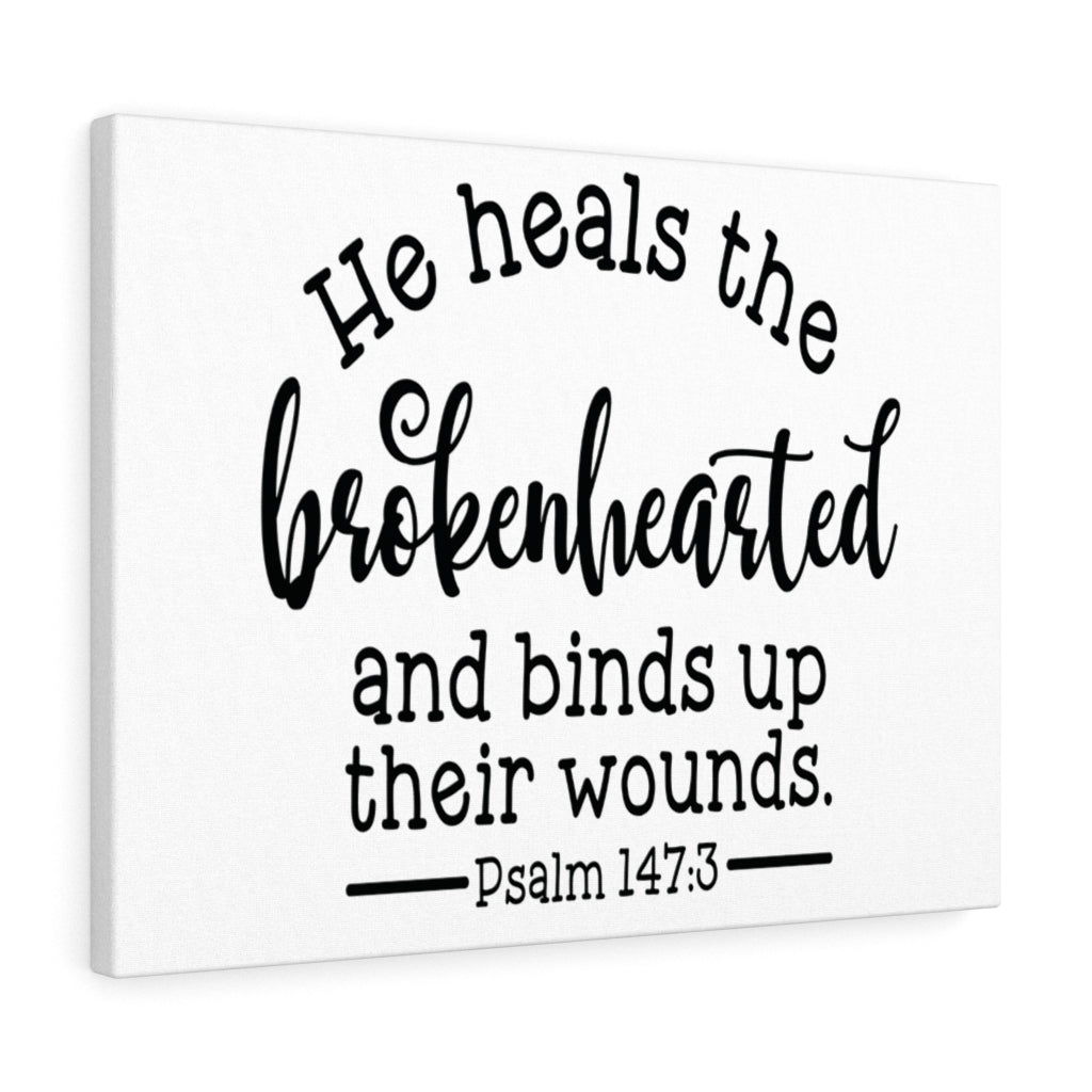 Scripture Walls Heals The Brokenhearted Psalm 147:3 Bible Verse Canvas Christian Wall Art Ready to Hang Unframed-Express Your Love Gifts