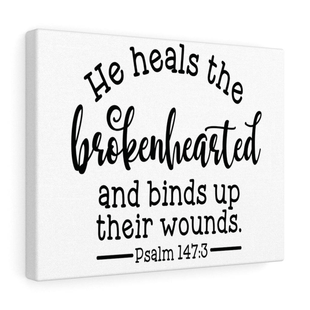Scripture Walls Heals The Brokenhearted Psalm 147:3 Bible Verse Canvas Christian Wall Art Ready to Hang Unframed-Express Your Love Gifts