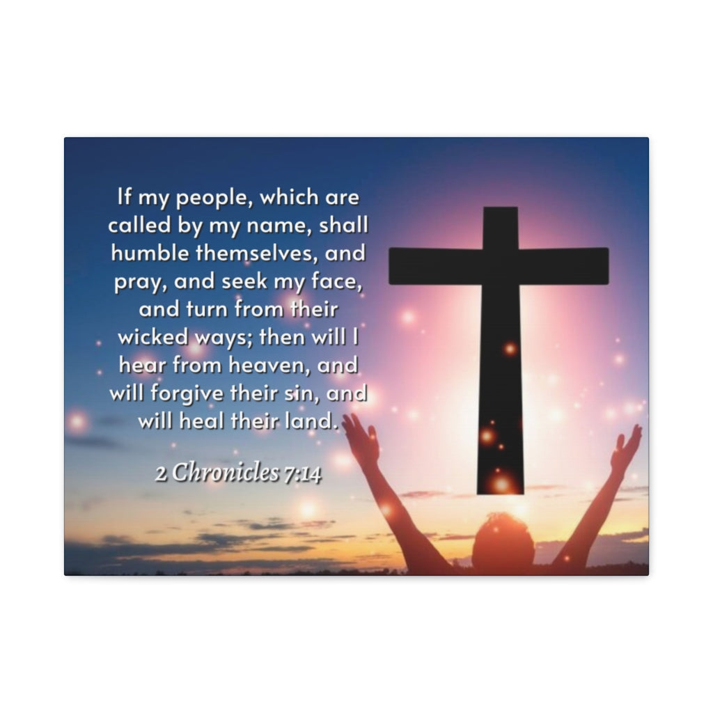 Scripture Walls Hear From Heaven 2 Chronicles 7:14 Bible Verse Canvas Christian Wall Art Ready to Hang Unframed-Express Your Love Gifts