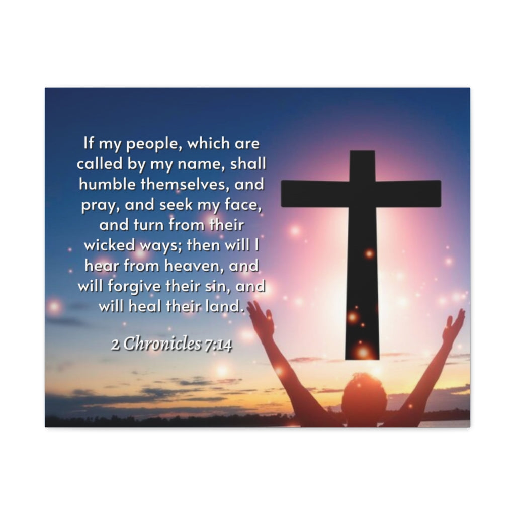 Scripture Walls Hear From Heaven 2 Chronicles 7:14 Bible Verse Canvas Christian Wall Art Ready to Hang Unframed-Express Your Love Gifts