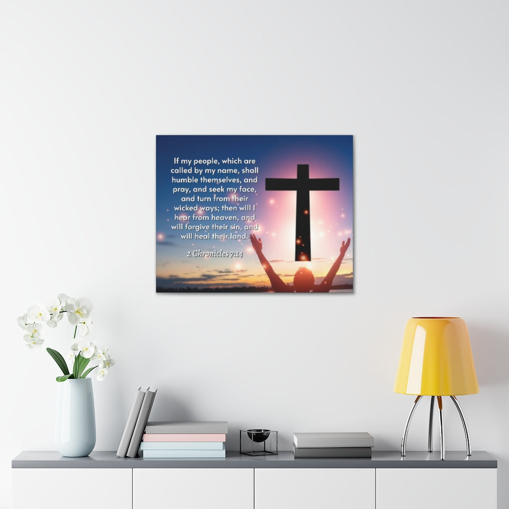 Scripture Walls Hear From Heaven 2 Chronicles 7:14 Bible Verse Canvas Christian Wall Art Ready to Hang Unframed-Express Your Love Gifts