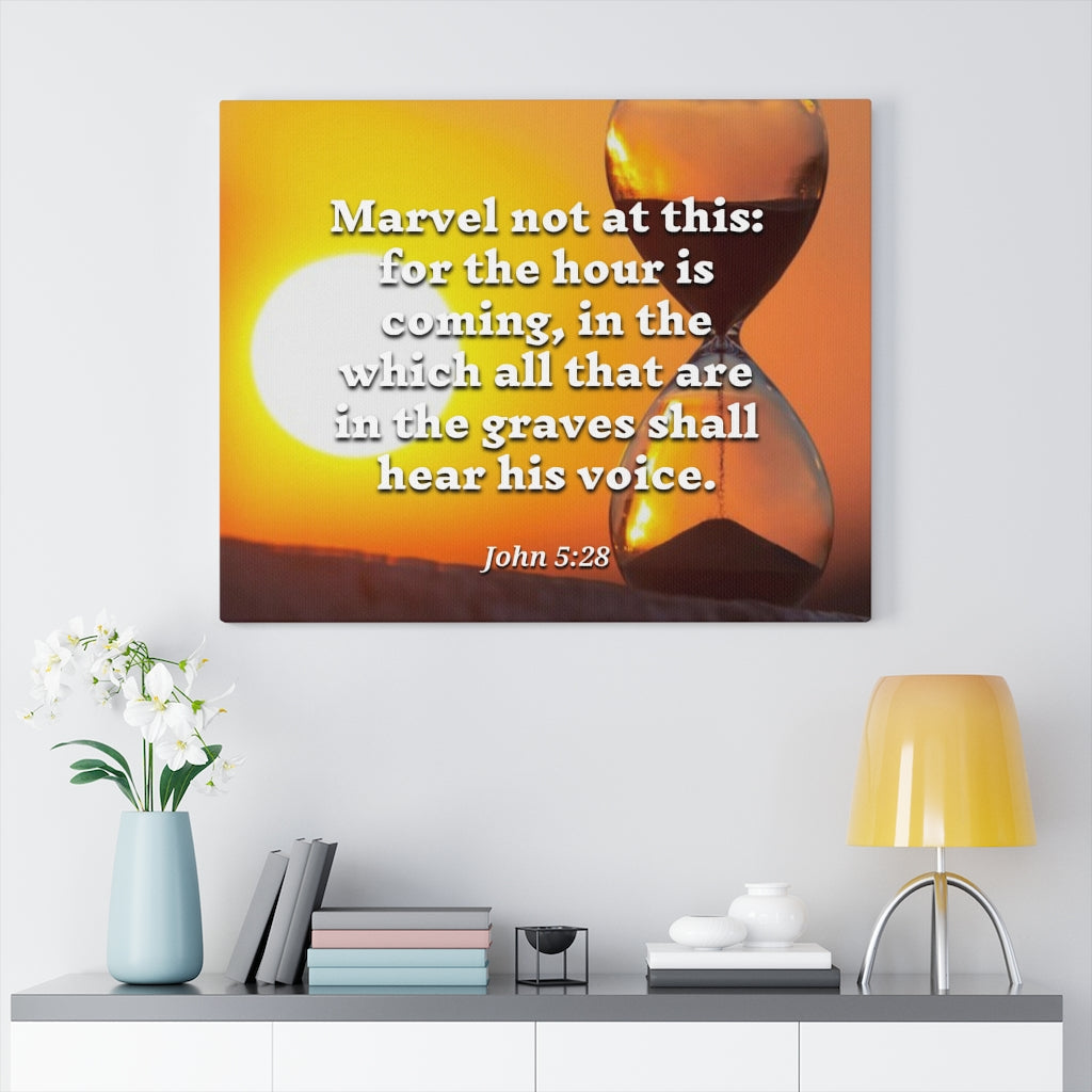 Scripture Walls Hear His Voice John 5:28 Bible Verse Canvas Christian Wall Art Ready to Hang Unframed-Express Your Love Gifts