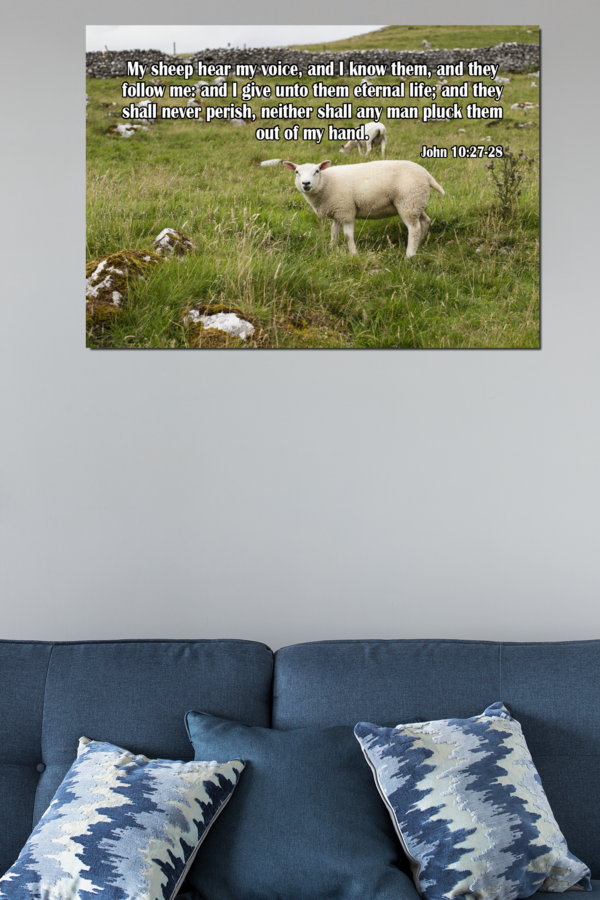 Scripture Walls Hear My Voice John 10:27-28 Bible Verse Canvas Christian Wall Art Ready to Hang Unframed-Express Your Love Gifts