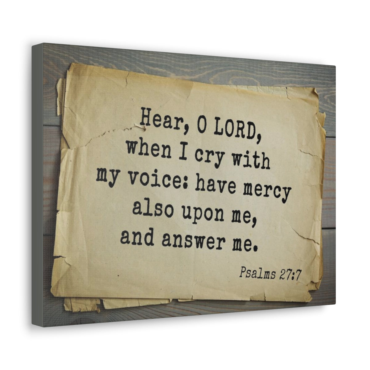 Scripture Walls Hear O Lord Psalms 27:7 Bible Verse Canvas Christian Wall Art Bible Verse Print Ready To Hang Unframed-Express Your Love Gifts