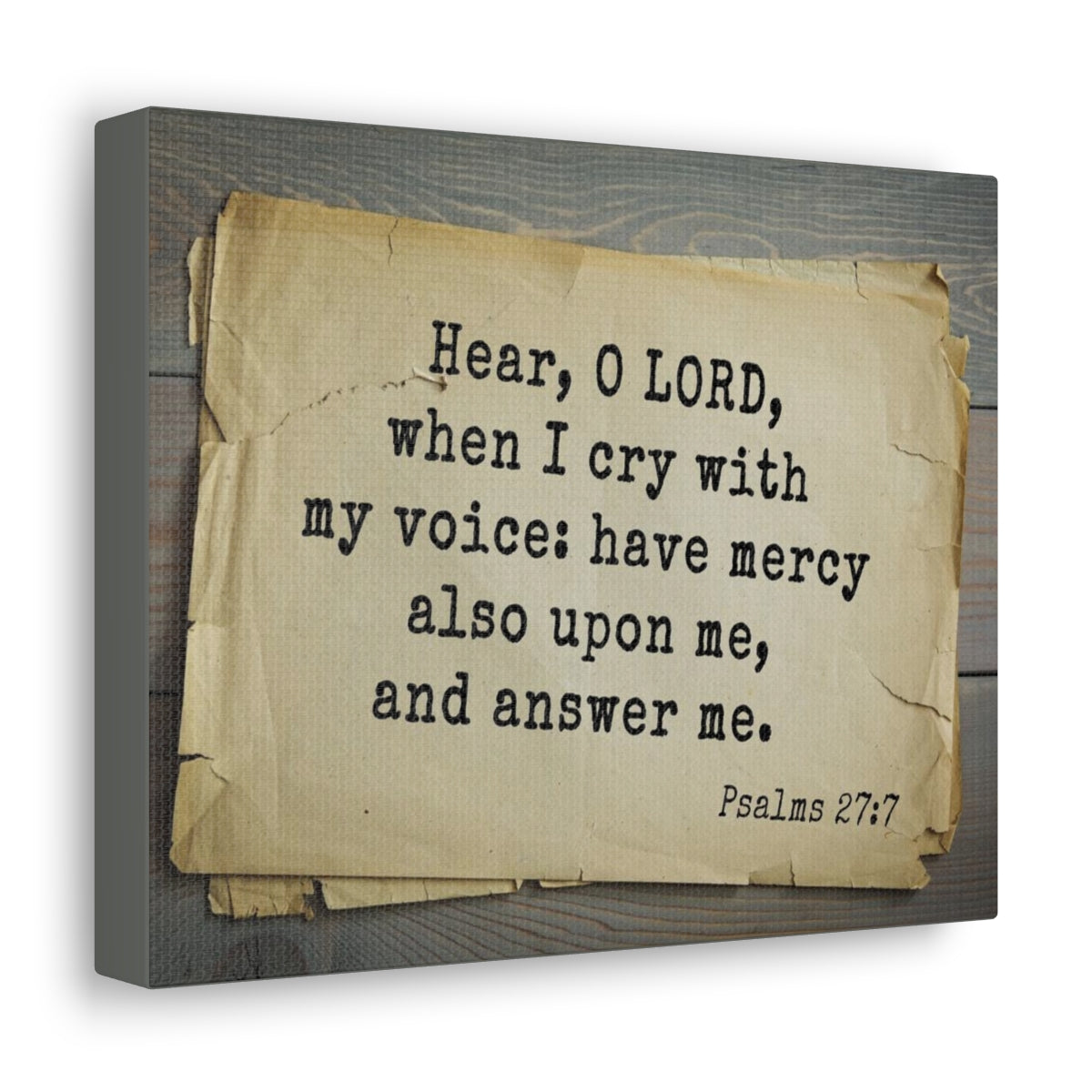 Scripture Walls Hear O Lord Psalms 27:7 Bible Verse Canvas Christian Wall Art Bible Verse Print Ready To Hang Unframed-Express Your Love Gifts