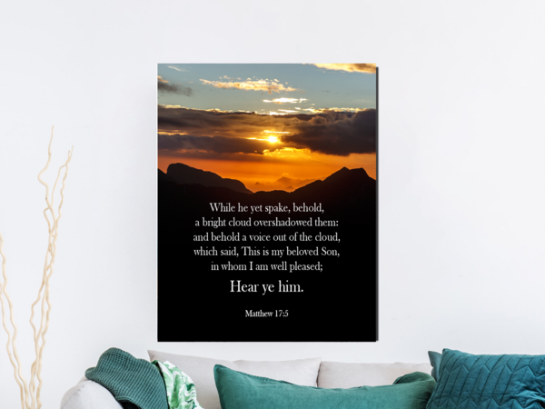 Scripture Walls Hear Ye Him Matthew 17:5 Christian Home Decor Bible Art Unframed-Express Your Love Gifts