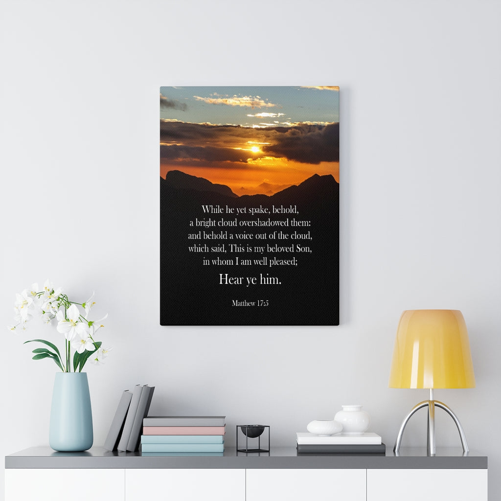 Scripture Walls Hear Ye Him Matthew 17:5 Christian Home Decor Bible Art Unframed-Express Your Love Gifts