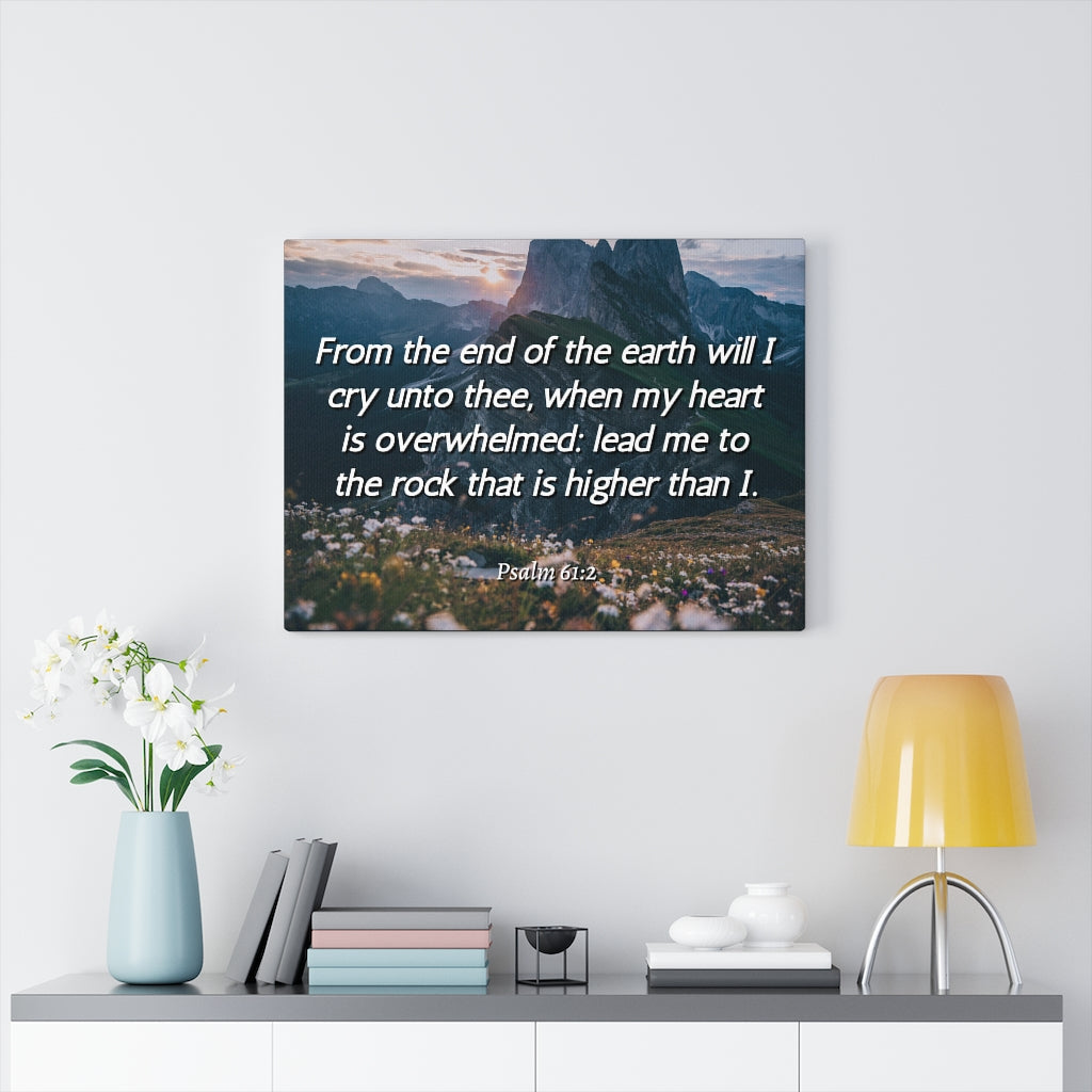 Scripture Walls Heart Is Overwhelmed Psalms 61:2 Bible Verse Canvas Christian Wall Art Ready to Hang Unframed-Express Your Love Gifts