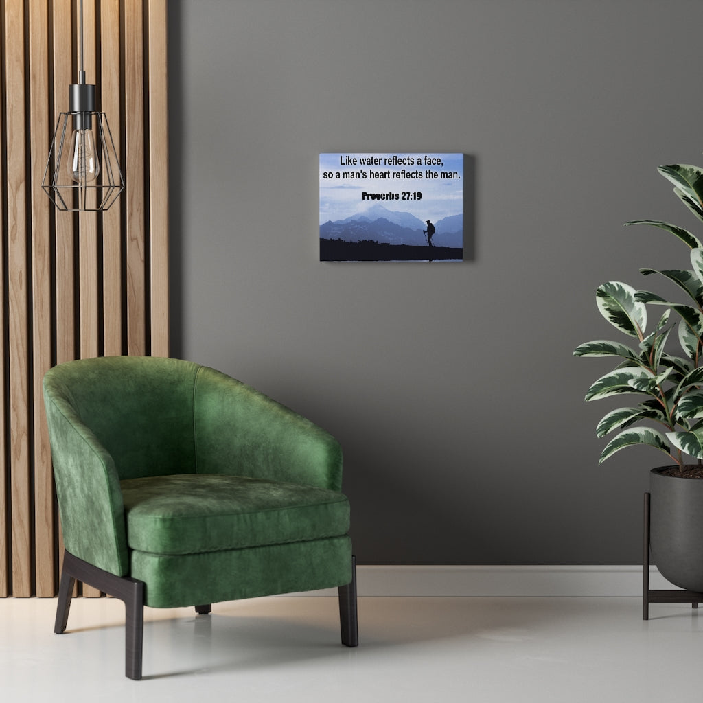 Scripture Walls Heart Reflects The Man Proverbs 27:19 Bible Verse Canvas Christian Wall Art Ready to Hang Unframed-Express Your Love Gifts