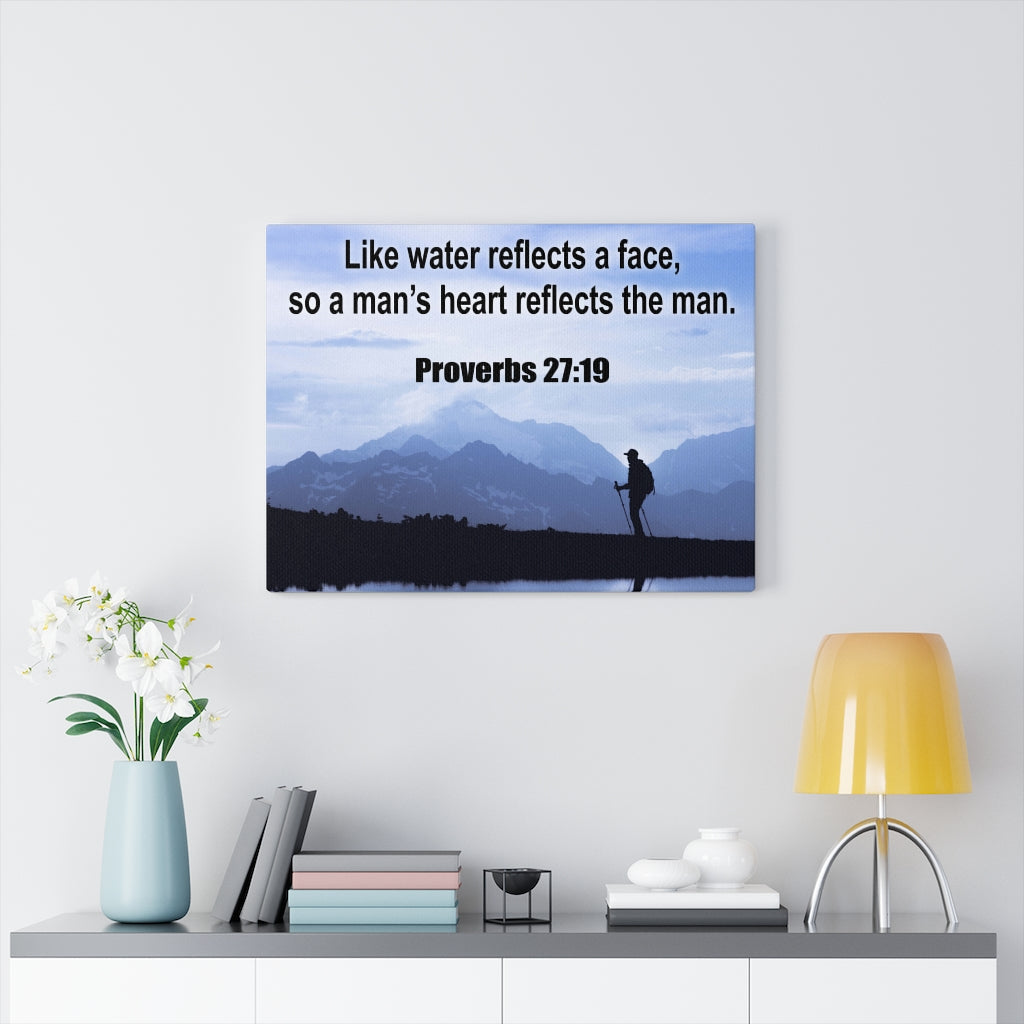Scripture Walls Heart Reflects The Man Proverbs 27:19 Bible Verse Canvas Christian Wall Art Ready to Hang Unframed-Express Your Love Gifts