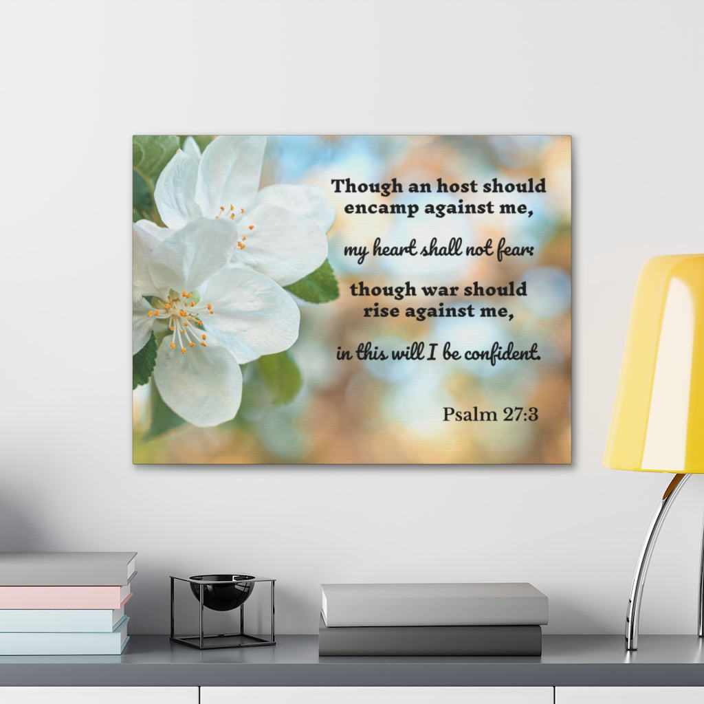 Scripture Walls Heart Shall Not Fear Psalm 27:3 Bible Verse Canvas Christian Wall Art Ready to Hang Unframed-Express Your Love Gifts