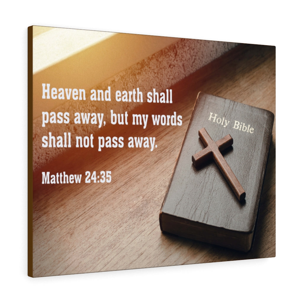 Scripture Walls Heaven and Earth Matthew 24:35 Bible Verse Canvas Christian Wall Art Ready to Hang Unframed-Express Your Love Gifts