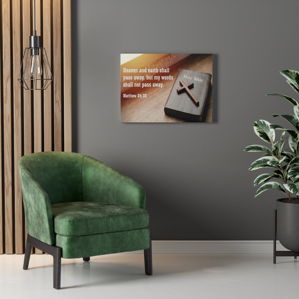 Scripture Walls Heaven and Earth Matthew 24:35 Bible Verse Canvas Christian Wall Art Ready to Hang Unframed-Express Your Love Gifts