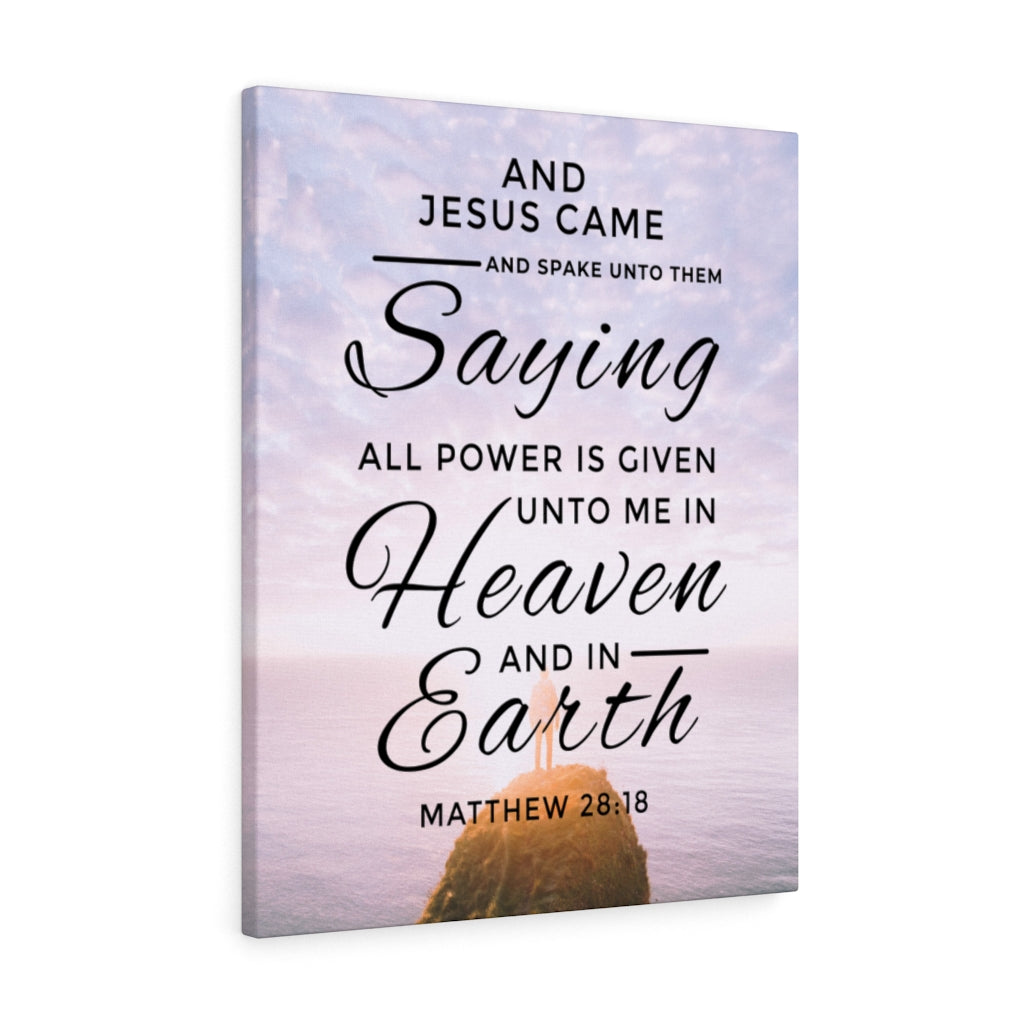 Scripture Walls Heaven and Earth Matthew 28:18 Bible Verse Canvas Christian Wall Art Ready to Hang Unframed-Express Your Love Gifts