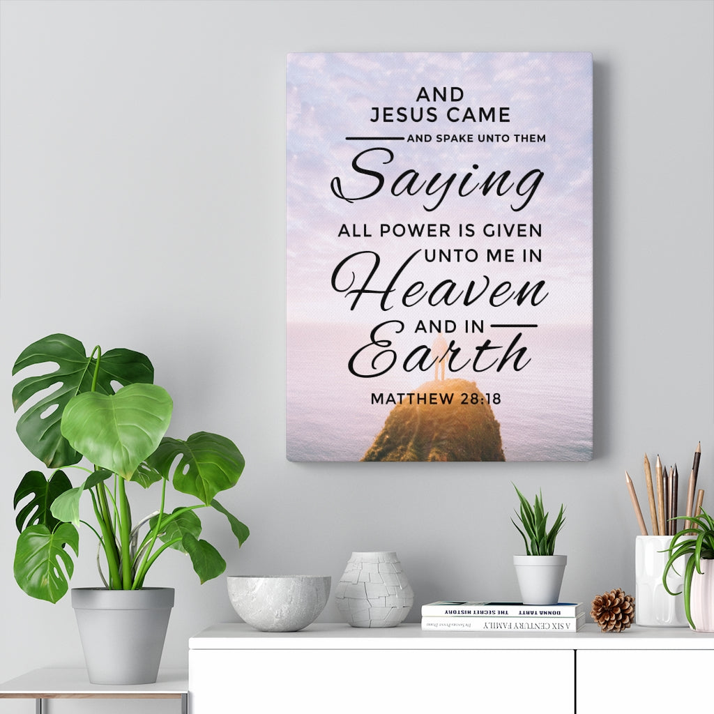 Scripture Walls Heaven and Earth Matthew 28:18 Bible Verse Canvas Christian Wall Art Ready to Hang Unframed-Express Your Love Gifts