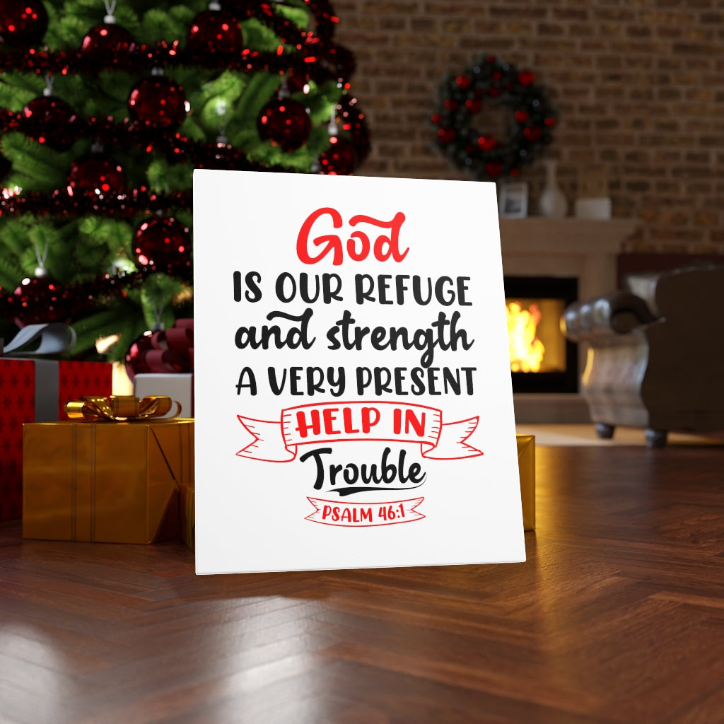 Scripture Walls Help in Trouble Psalm 46:1 Bible Verse Canvas Christian Wall Art Ready to Hang Unframed-Express Your Love Gifts