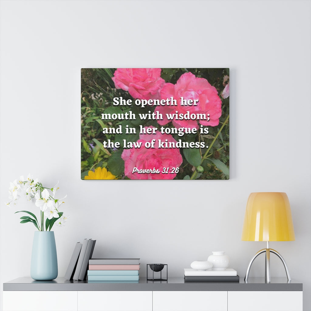 Scripture Walls Her Mouth With Wisdom Proverbs 31:26 Bible Verse Canvas Christian Wall Art Ready to Hang Unframed-Express Your Love Gifts