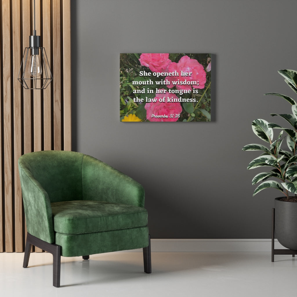 Scripture Walls Her Mouth With Wisdom Proverbs 31:26 Bible Verse Canvas Christian Wall Art Ready to Hang Unframed-Express Your Love Gifts