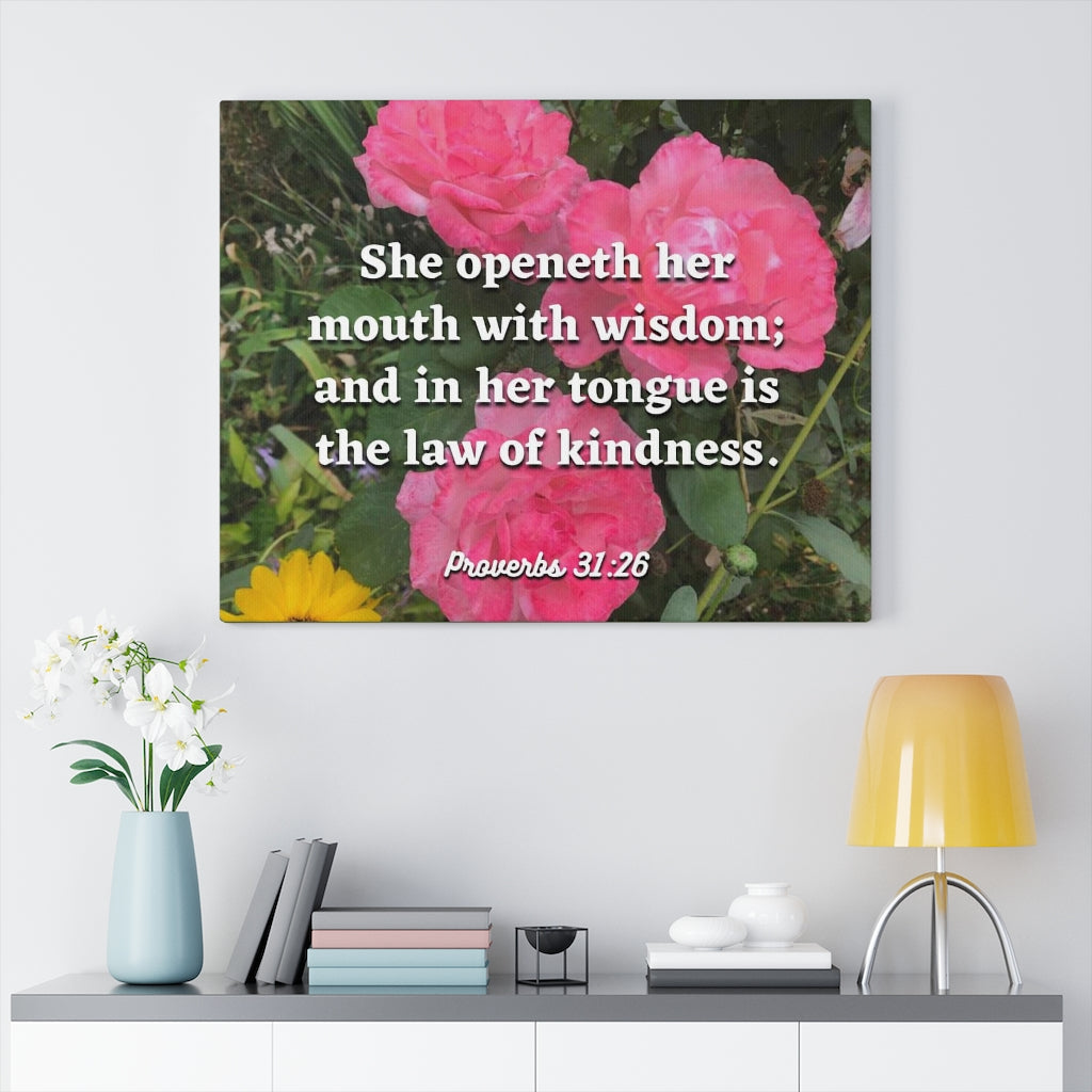 Scripture Walls Her Mouth With Wisdom Proverbs 31:26 Bible Verse Canvas Christian Wall Art Ready to Hang Unframed-Express Your Love Gifts