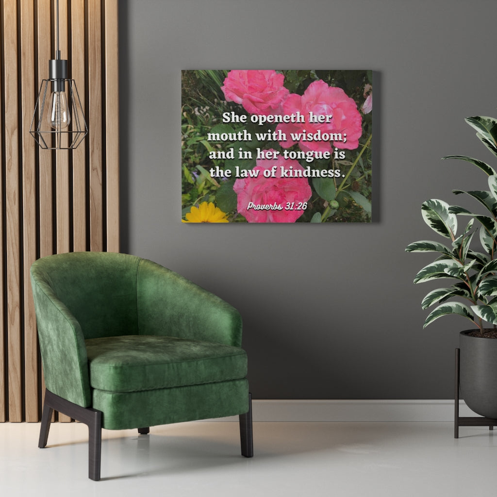 Scripture Walls Her Mouth With Wisdom Proverbs 31:26 Bible Verse Canvas Christian Wall Art Ready to Hang Unframed-Express Your Love Gifts