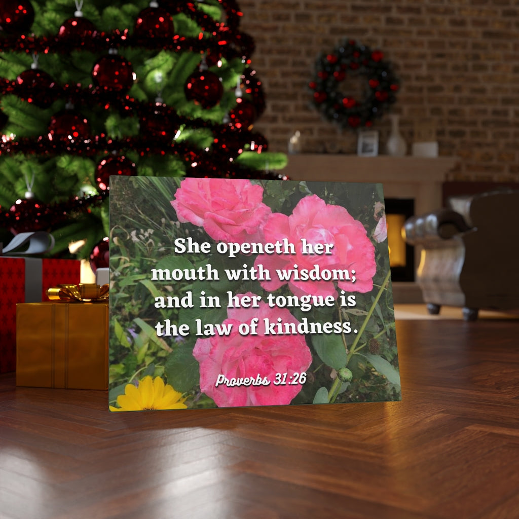 Scripture Walls Her Mouth With Wisdom Proverbs 31:26 Bible Verse Canvas Christian Wall Art Ready to Hang Unframed-Express Your Love Gifts