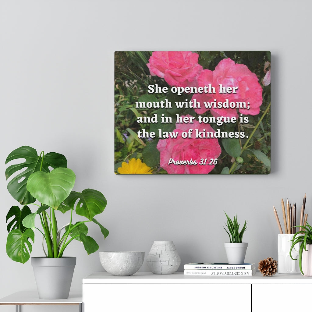 Scripture Walls Her Mouth With Wisdom Proverbs 31:26 Bible Verse Canvas Christian Wall Art Ready to Hang Unframed-Express Your Love Gifts