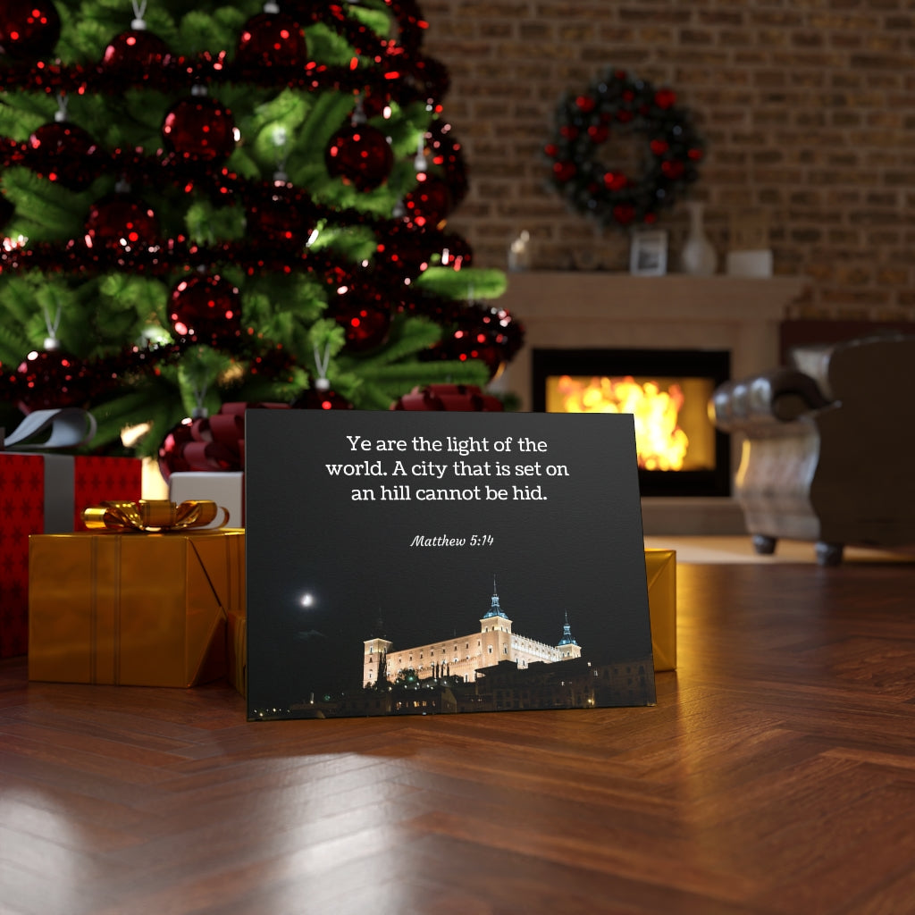 Scripture Walls Hill Cannot Be Hid Matthew 5:14 Bible Verse Canvas Christian Wall Art Ready to Hang Unframed-Express Your Love Gifts