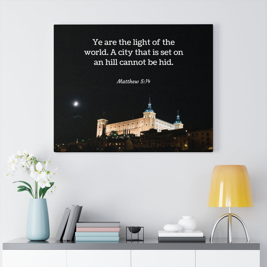 Scripture Walls Hill Cannot Be Hid Matthew 5:14 Bible Verse Canvas Christian Wall Art Ready to Hang Unframed-Express Your Love Gifts