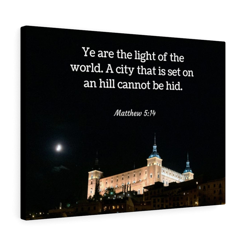 Scripture Walls Hill Cannot Be Hid Matthew 5:14 Bible Verse Canvas Christian Wall Art Ready to Hang Unframed-Express Your Love Gifts