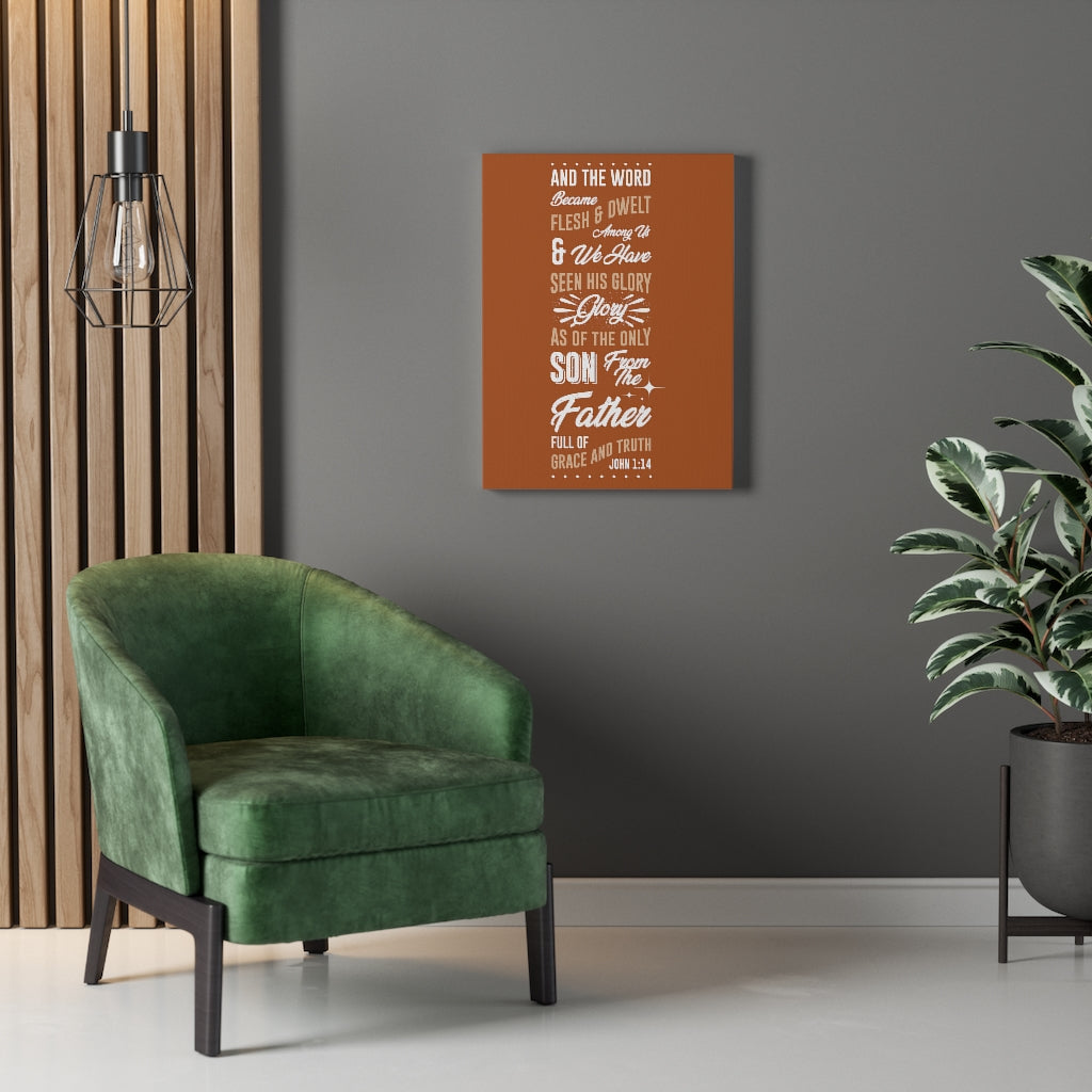 Scripture Walls His Glory John 1:14 Bible Verse Canvas Christian Wall Art Ready to Hang Unframed-Express Your Love Gifts