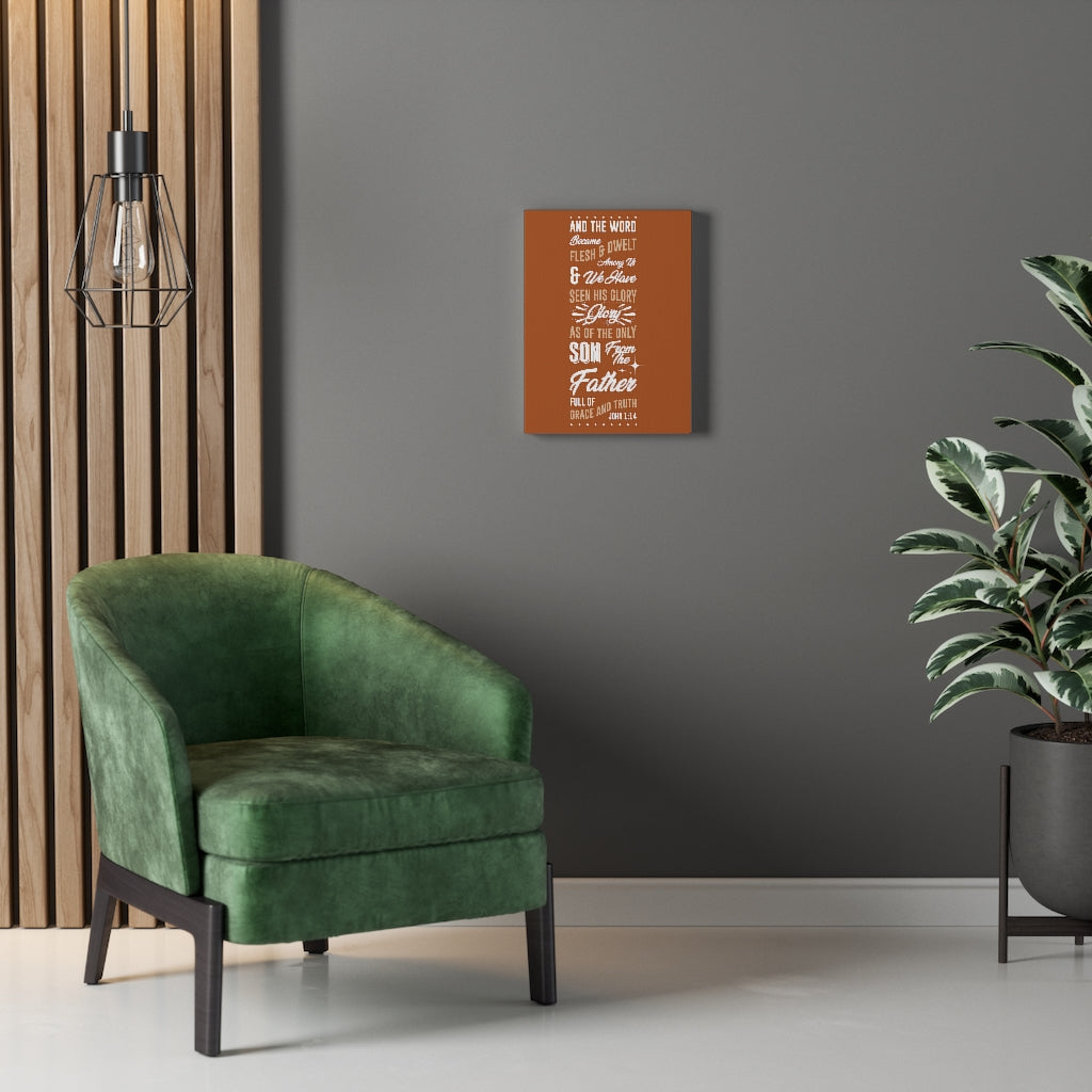 Scripture Walls His Glory John 1:14 Bible Verse Canvas Christian Wall Art Ready to Hang Unframed-Express Your Love Gifts