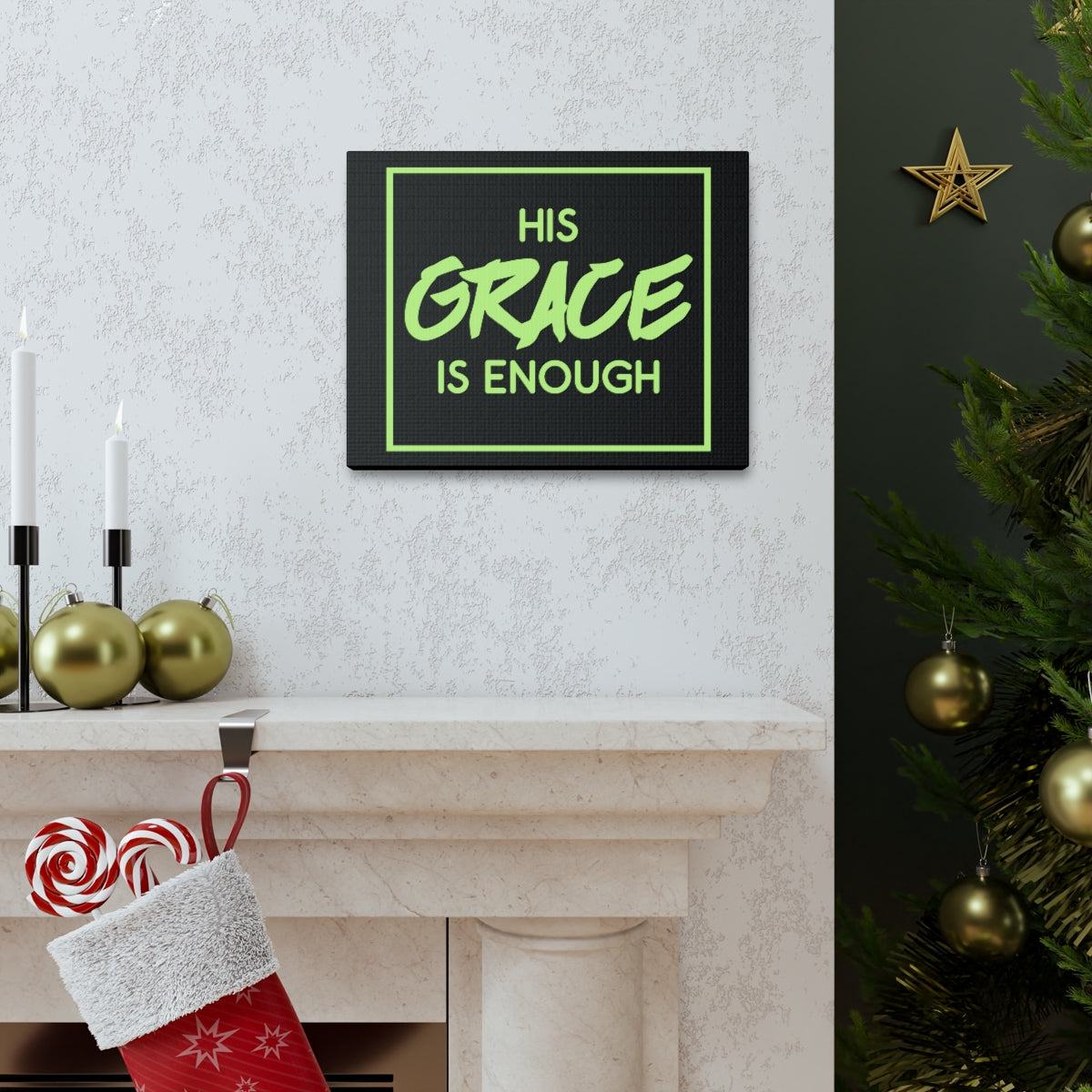 Scripture Walls His Grace Is Enough 2 Corinthians 12:9 Christian Wall Art Print Ready to Hang Unframed-Express Your Love Gifts