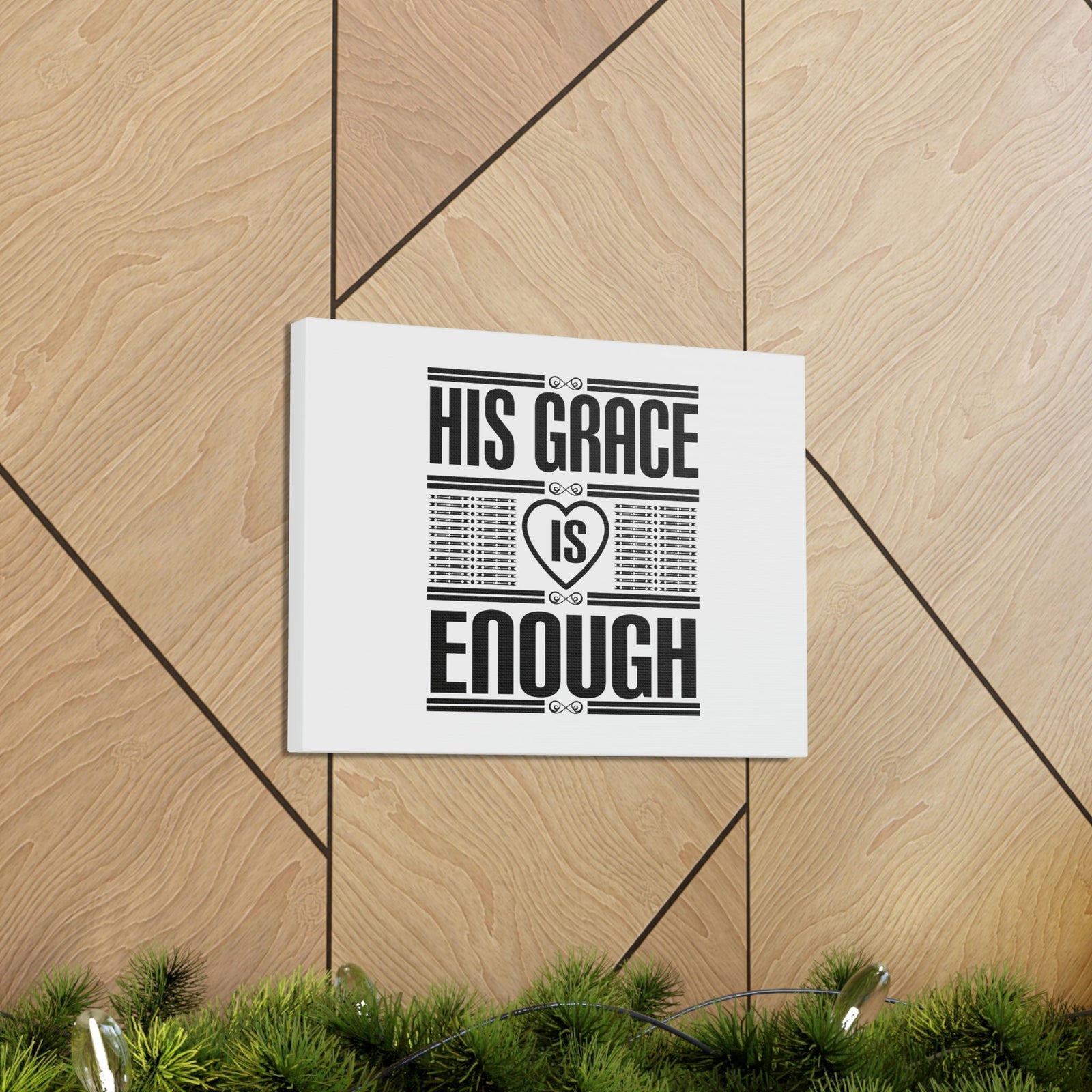 Scripture Walls His Grace Is Enough 2 Corinthians 12:9 Heart White Christian Wall Art Bible Verse Print Ready to Hang Unframed-Express Your Love Gifts