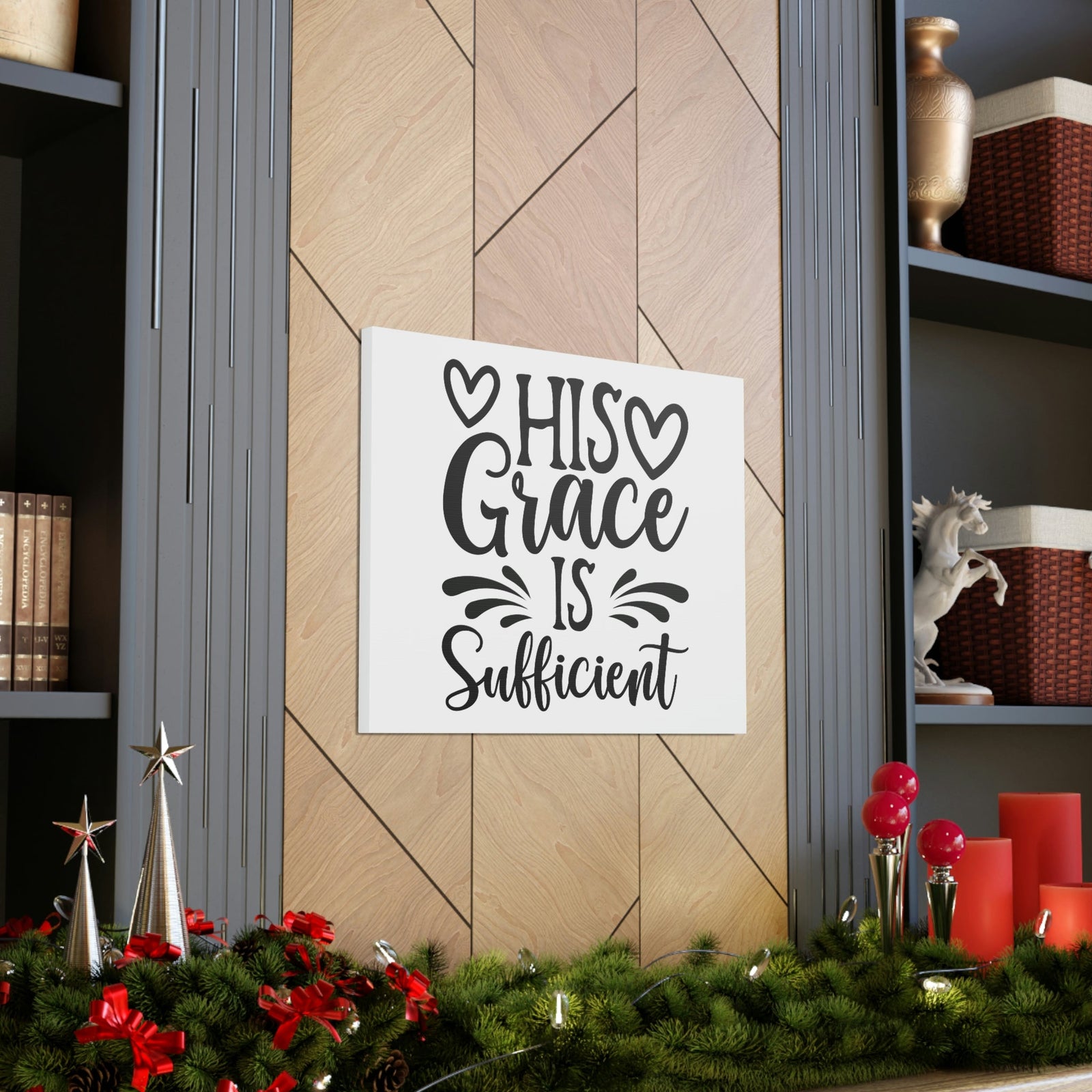 Scripture walls His Grace Is Sufficient 2 Corinthians 9:8 Hearts Christian Wall Art Print Ready to Hang Unframed-Express Your Love Gifts