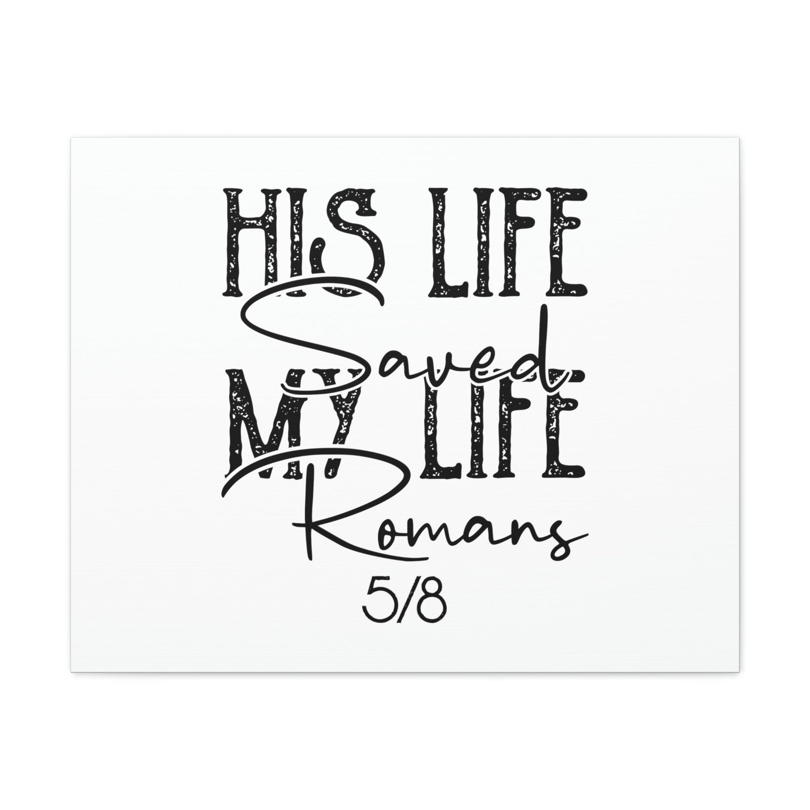 Scripture Walls His Life Saved My Life Romans 5:8 Christian Wall Art Bible Verse Print Ready to Hang Unframed-Express Your Love Gifts