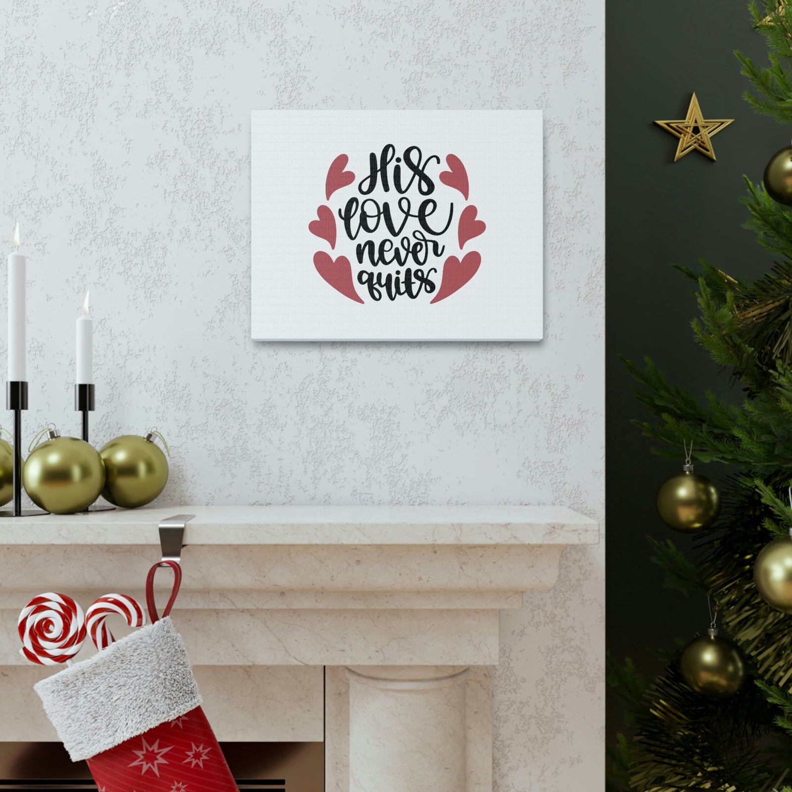 Scripture Walls His Love Never Quits Psalms 136:26 Christian Wall Art Bible Verse Print Ready to Hang Unframed-Express Your Love Gifts