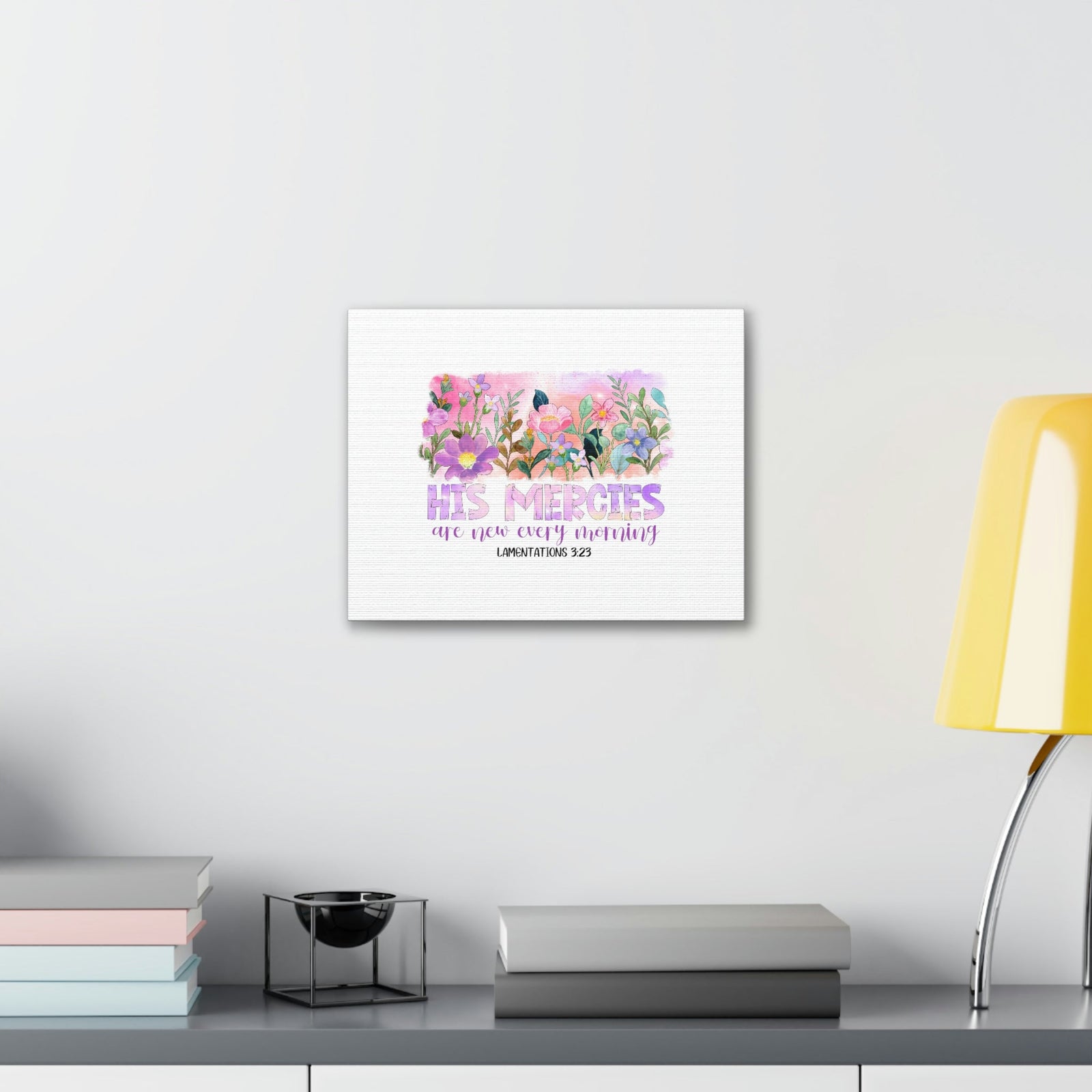 Scripture Walls His Mercies Lamentations 3:23 Pink Flowers Christian Wall Art Bible Verse Print Ready to Hang Unframed-Express Your Love Gifts