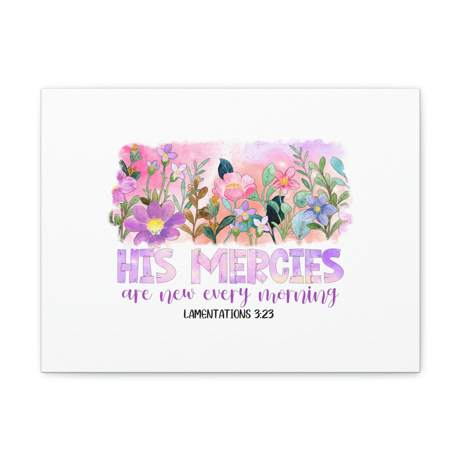 Scripture Walls His Mercies Lamentations 3:23 Pink Flowers Christian Wall Art Bible Verse Print Ready to Hang Unframed-Express Your Love Gifts